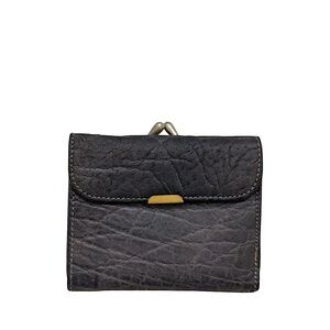 NEWEY ENGLAND - GRAY TEXTURED LEATHER COMPACT BIFOLD KISSLOCK WALLET